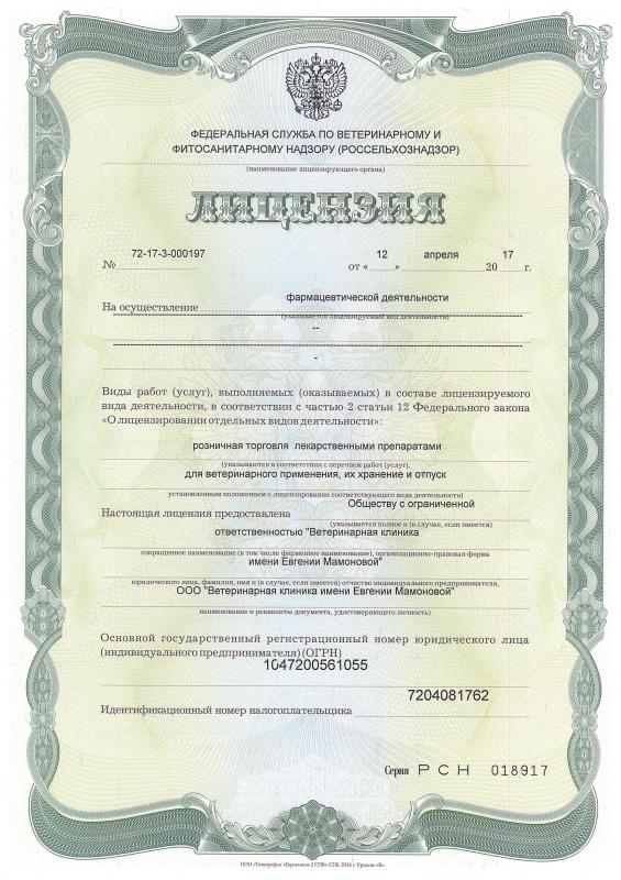 Лицензия на осуществление фармацевтической деятельности